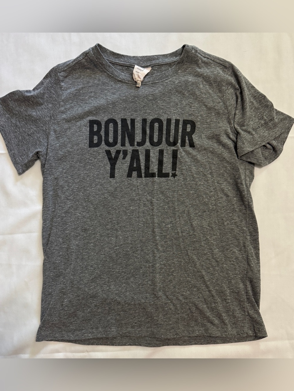 Cinq a Sept Bonjour Y’all! Gray T-Shirt Tee Size Small EUC